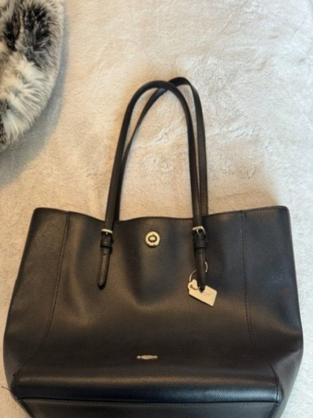 Vintage NYC Coach Black Leather Shoulder Bag